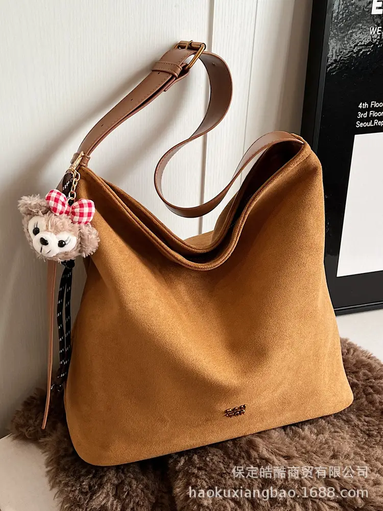 Frosted Crossbody Bag Women Large Capacity Tan - Image 5