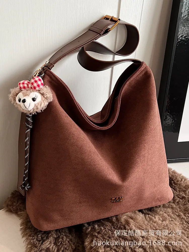 Frosted Crossbody Bag Women Large Capacity Tan - Image 6