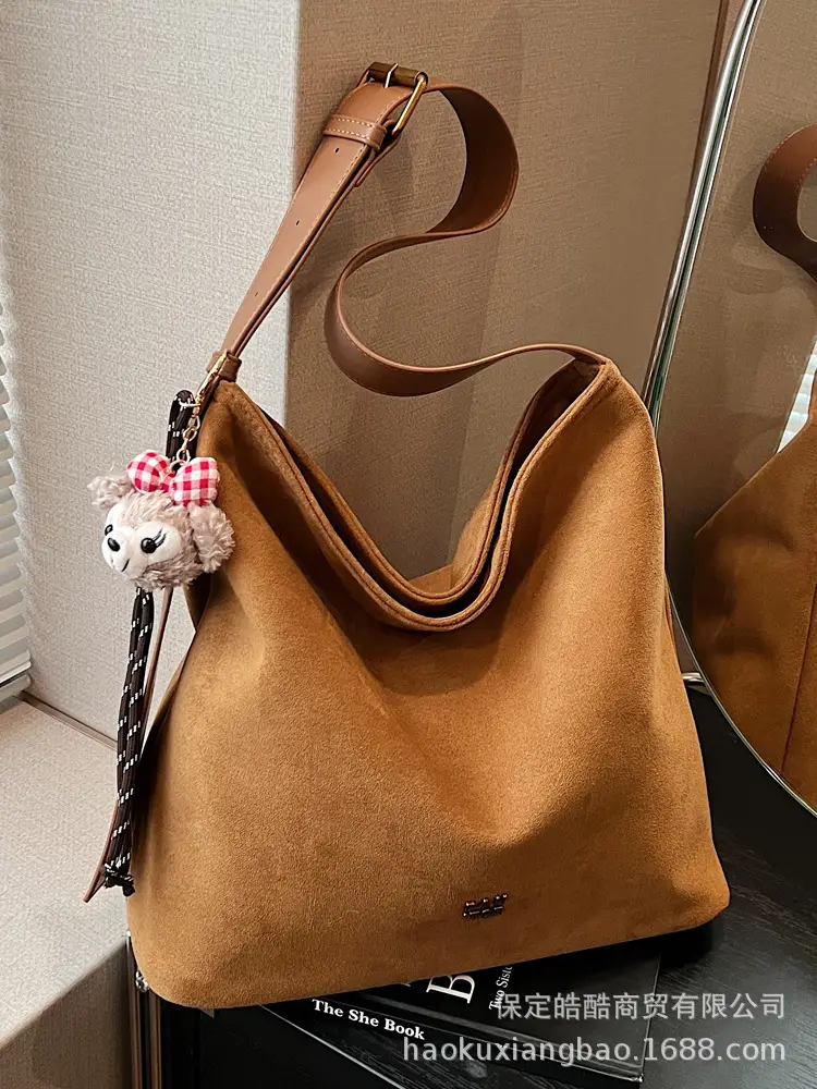 Frosted Crossbody Bag Women Large Capacity Tan - Image 7