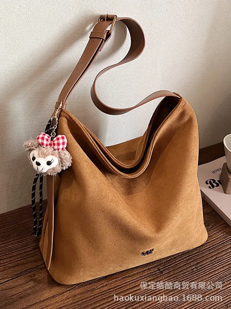 Frosted Crossbody Bag Women Large Capacity Tan - Image 8