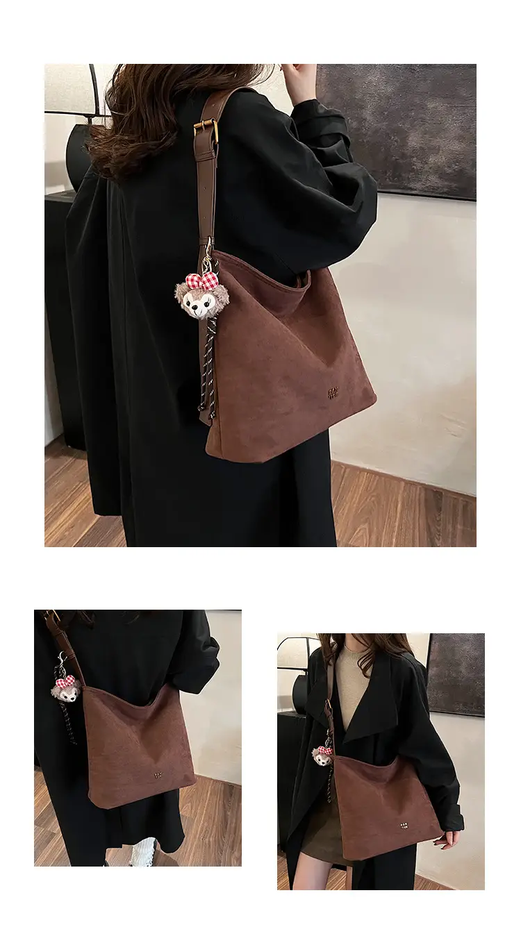 Frosted Crossbody Bag Women Large Capacity Tan — feature 13