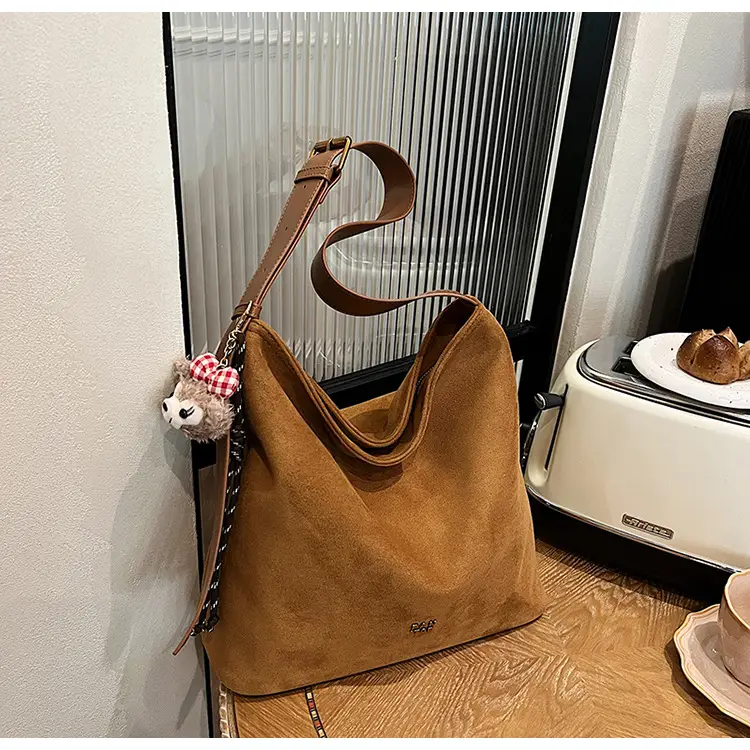 Frosted Crossbody Bag Women Large Capacity Tan — feature 17