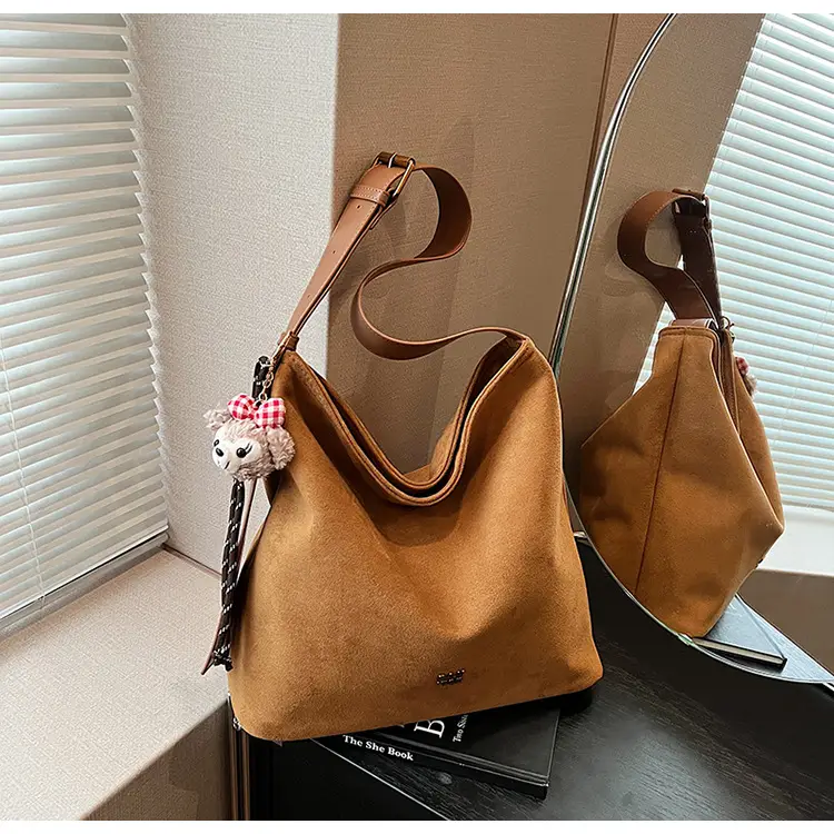 Frosted Crossbody Bag Women Large Capacity Tan — feature 19
