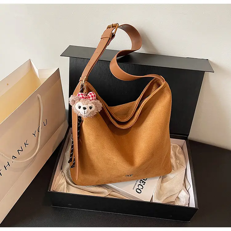 Frosted Crossbody Bag Women Large Capacity Tan — feature 21
