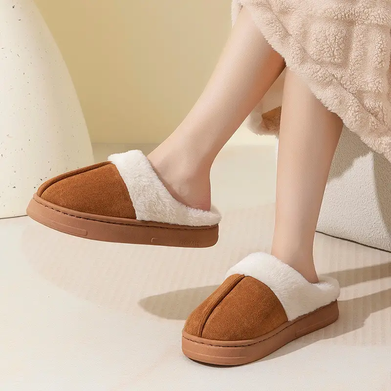 Suede Cotton Slippers for Women 2025 Winter New Thick-Soled Non-Slip Home Indoor Warm Household Cotton Slippers for Men - Image 7