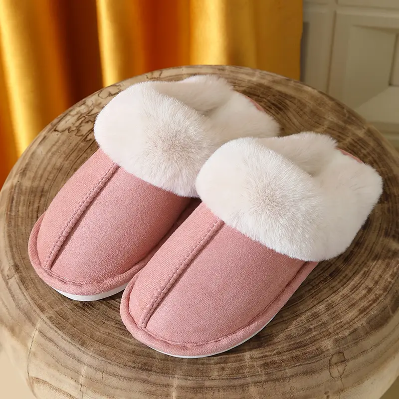 Simple cotton slippers women plush home autumn and winter explosions couples warm non-slip men's and women's cotton slippers cross-border wholesale