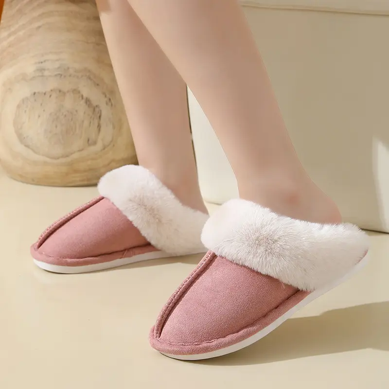 Simple cotton slippers women plush home autumn and winter explosions couples warm non-slip men's and women's cotton slippers cross-border wholesale