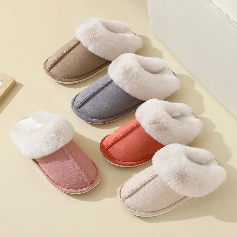Simple cotton slippers women plush home autumn and winter explosions couples warm non-slip men's and women's cotton slippers cross-border wholesale