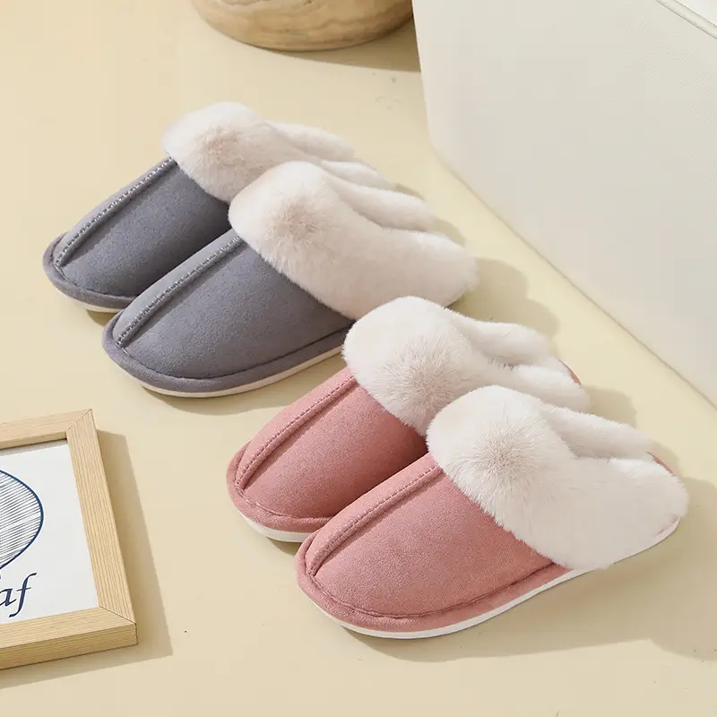 Simple cotton slippers women plush home autumn and winter explosions couples warm non-slip men's and women's cotton slippers cross-border wholesale