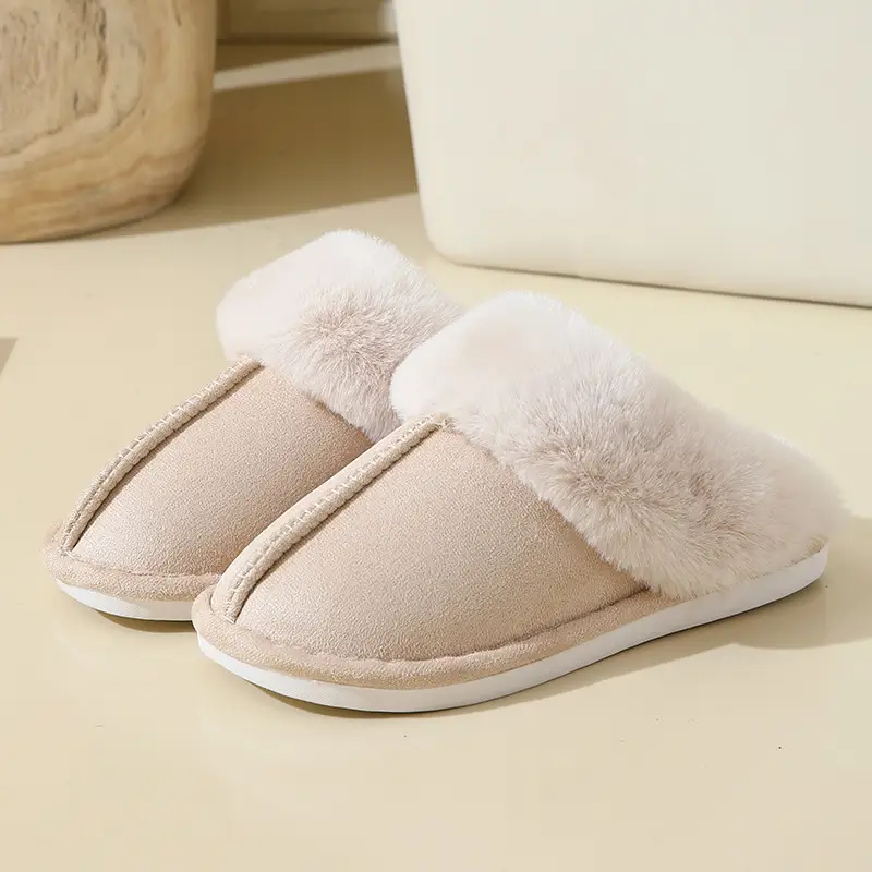 Simple cotton slippers women plush home autumn and winter explosions couples warm non-slip men's and women's cotton slippers cross-border wholesale