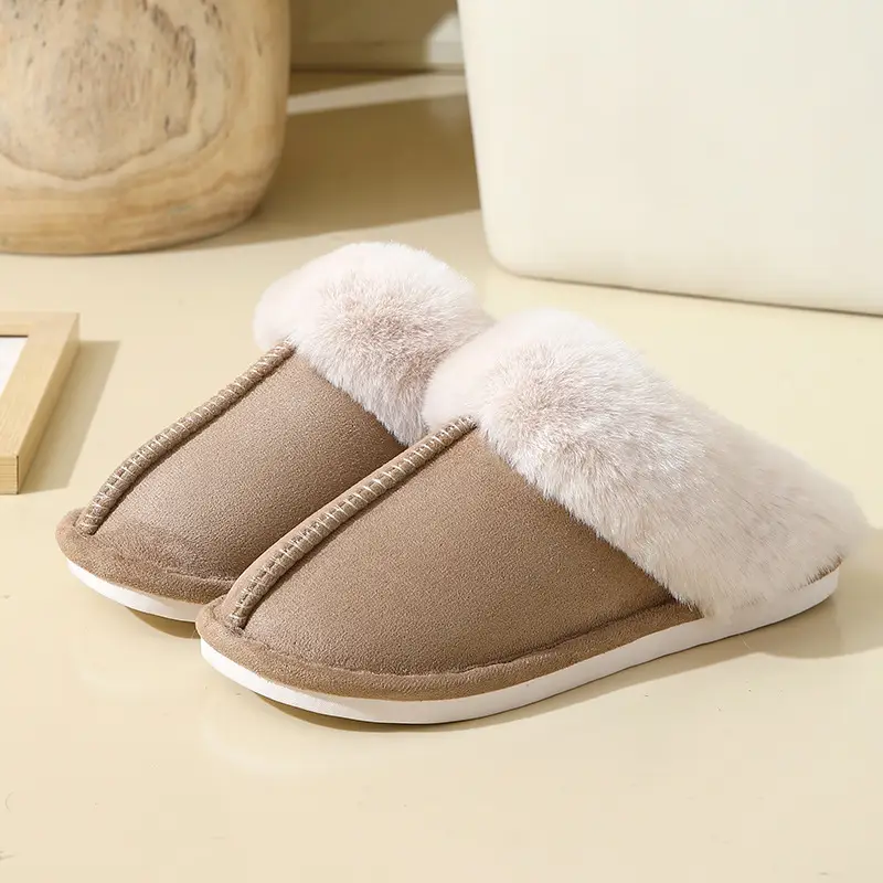 Simple cotton slippers women plush home autumn and winter explosions couples warm non-slip men's and women's cotton slippers cross-border wholesale