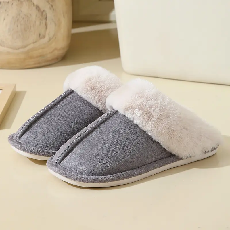 Simple cotton slippers women plush home autumn and winter explosions couples warm non-slip men's and women's cotton slippers cross-border wholesale