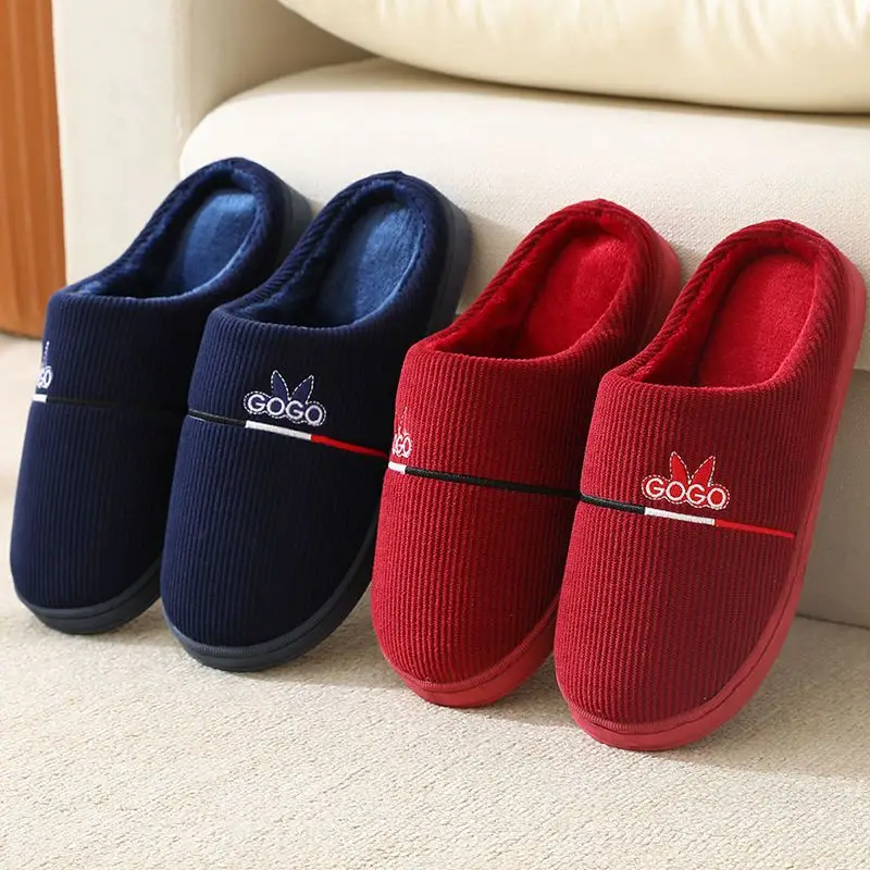 20246 New Autumn and Winter Cotton Slippers for Women and Couples, Indoor Home Use, Non-Slip Thick-Soled Maternity Slippers with Closed Heel