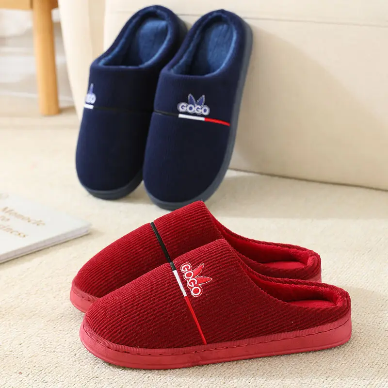 20246 New Autumn and Winter Cotton Slippers for Women and Couples, Indoor Home Use, Non-Slip Thick-Soled Maternity Slippers with Closed Heel