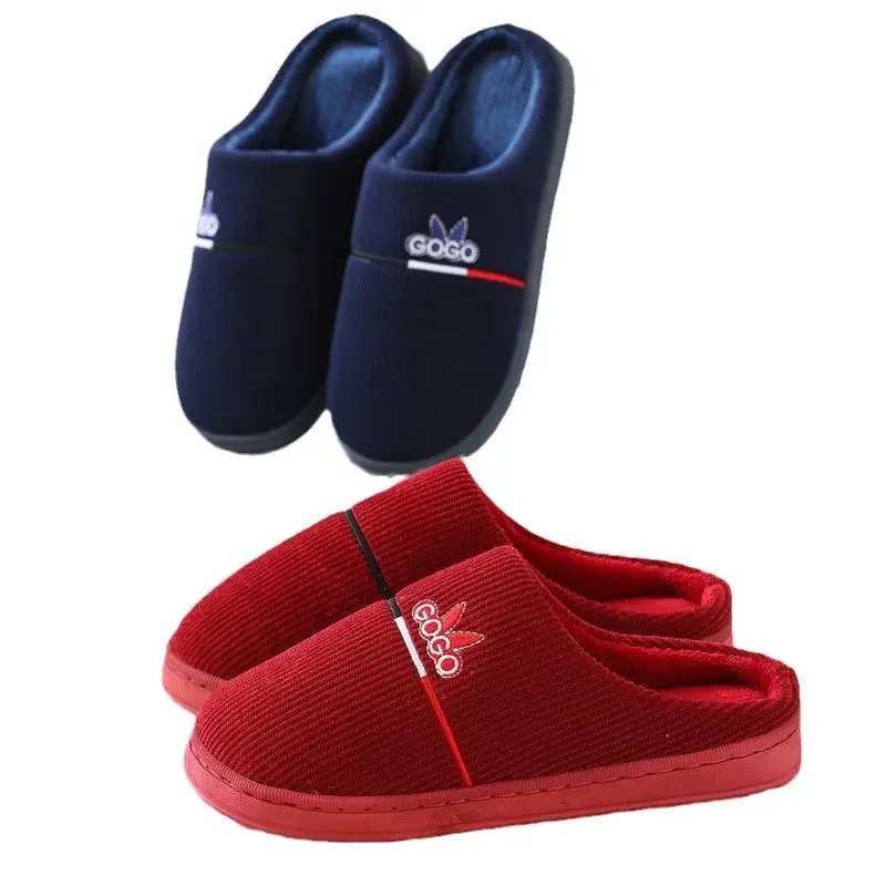 20246 New Autumn and Winter Cotton Slippers for Women and Couples, Indoor Home Use, Non-Slip Thick-Soled Maternity Slippers with Closed Heel
