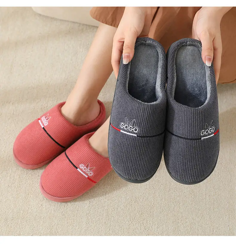 20246 New Autumn and Winter Cotton Slippers for Women and Couples, Indoor Home Use, Non-Slip Thick-Soled Maternity Slippers with Closed Heel — feature 14
