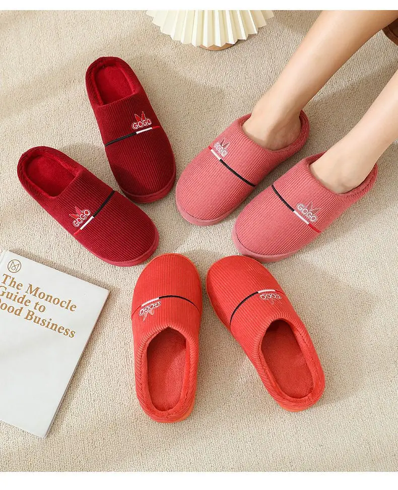 20246 New Autumn and Winter Cotton Slippers for Women and Couples, Indoor Home Use, Non-Slip Thick-Soled Maternity Slippers with Closed Heel — feature 16