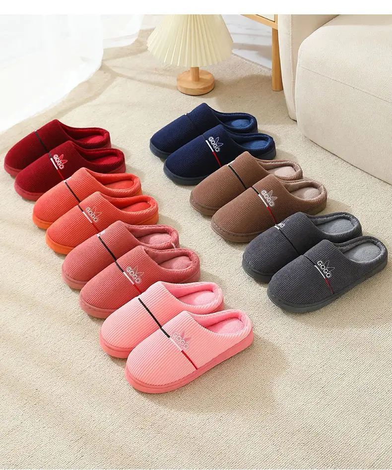 20246 New Autumn and Winter Cotton Slippers for Women and Couples, Indoor Home Use, Non-Slip Thick-Soled Maternity Slippers with Closed Heel — feature 18