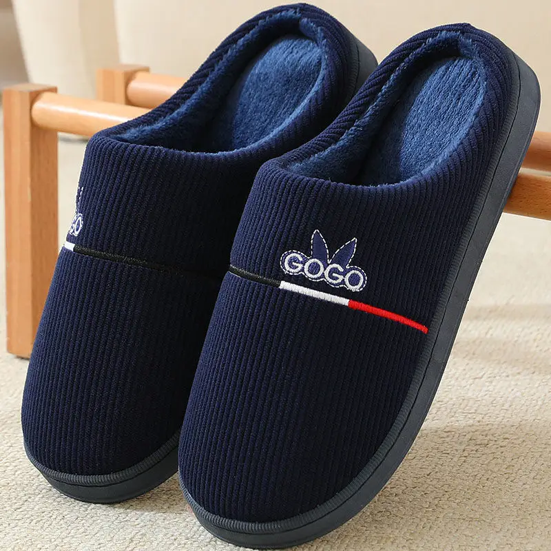 20246 New Autumn and Winter Cotton Slippers for Women and Couples, Indoor Home Use, Non-Slip Thick-Soled Maternity Slippers with Closed Heel