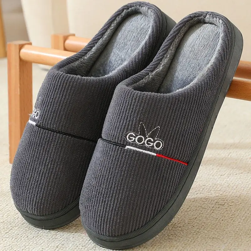 20246 New Autumn and Winter Cotton Slippers for Women and Couples, Indoor Home Use, Non-Slip Thick-Soled Maternity Slippers with Closed Heel