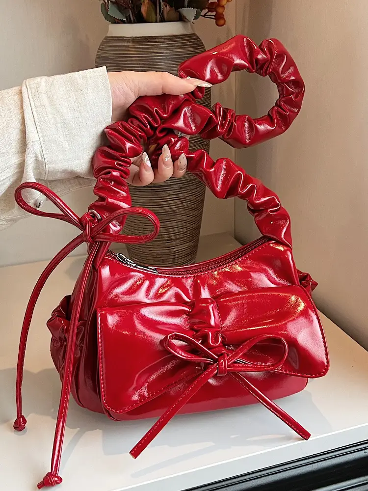 Red Korean Fashion Bow Shoulder Bag for Women - Image 7