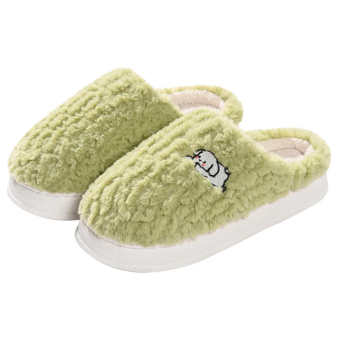 Home Warm Cotton Slippers for Women in Winter, Couple's Non-Slip Soft-Soled Indoor Plush Thick-Soled Furry Slippers for Men