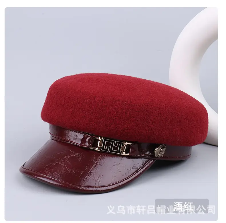 Women's Wool Leather Flat Cap with Buckle — feature 35