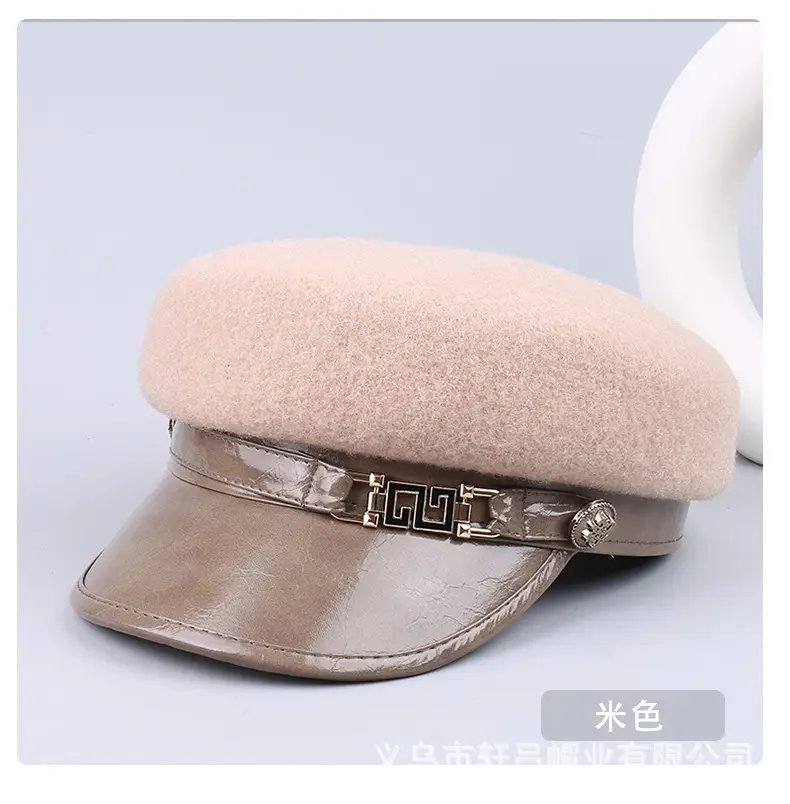 Women's Wool Leather Flat Cap with Buckle — feature 36