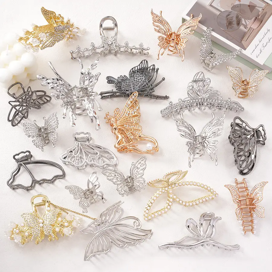 Pearl Rhinestone Butterfly Hairpin Clip Wholesale — feature 10