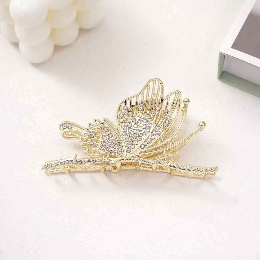Pearl Rhinestone Butterfly Hairpin Clip Wholesale — feature 15