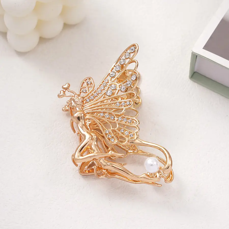 Pearl Rhinestone Butterfly Hairpin Clip Wholesale — feature 22