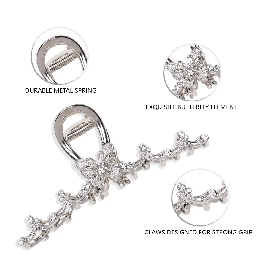Pearl Rhinestone Butterfly Hairpin Clip Wholesale — feature 5