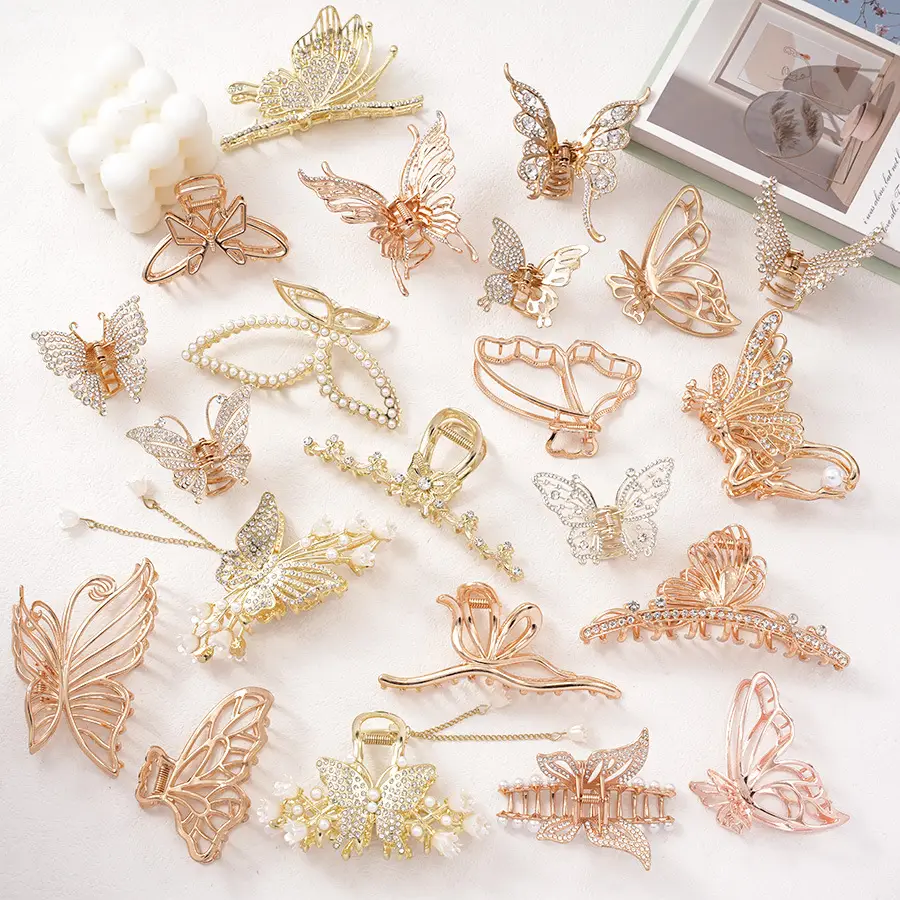 Pearl Rhinestone Butterfly Hairpin Clip Wholesale — feature 7