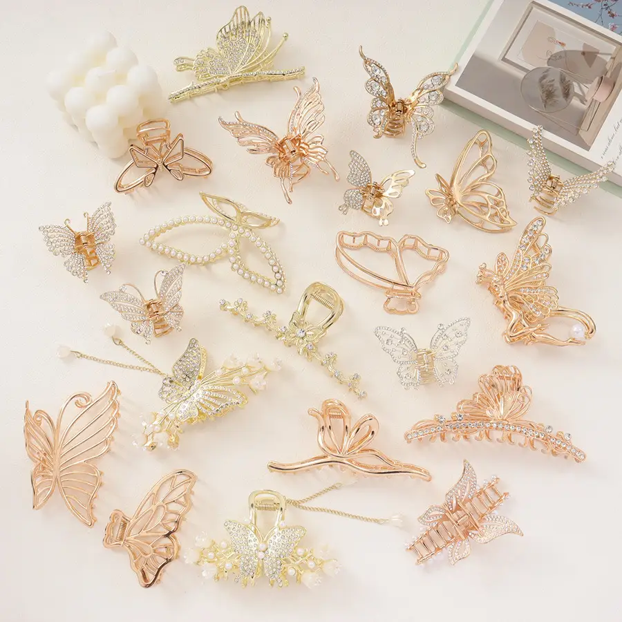 Pearl Rhinestone Butterfly Hairpin Clip Wholesale — feature 8