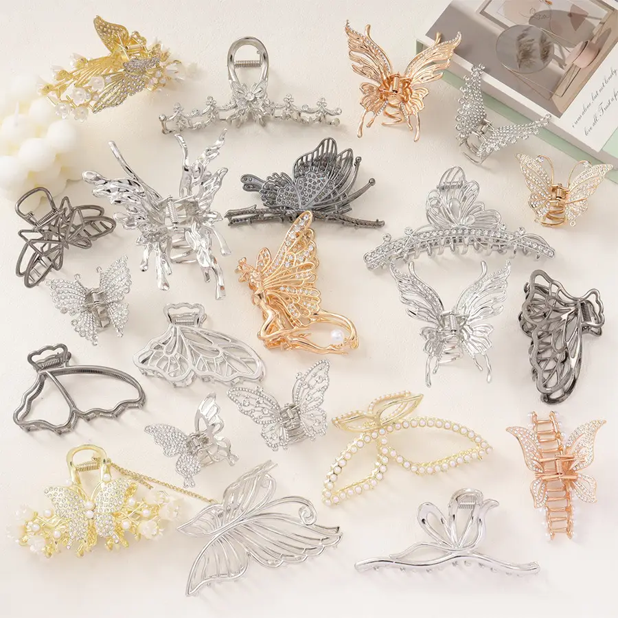 Pearl Rhinestone Butterfly Hairpin Clip Wholesale — feature 9