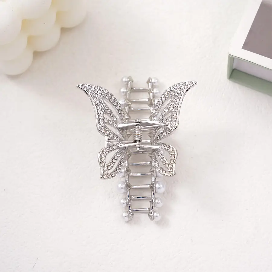Pearl Rhinestone Butterfly Hairpin Clip Wholesale