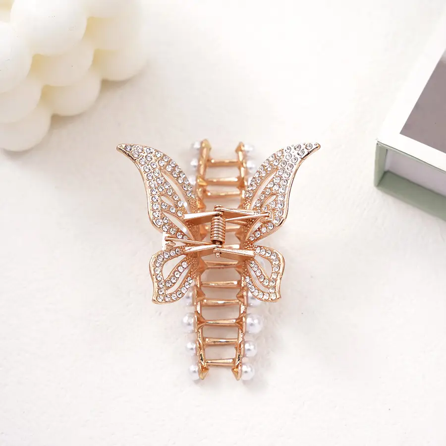 Pearl Rhinestone Butterfly Hairpin Clip Wholesale