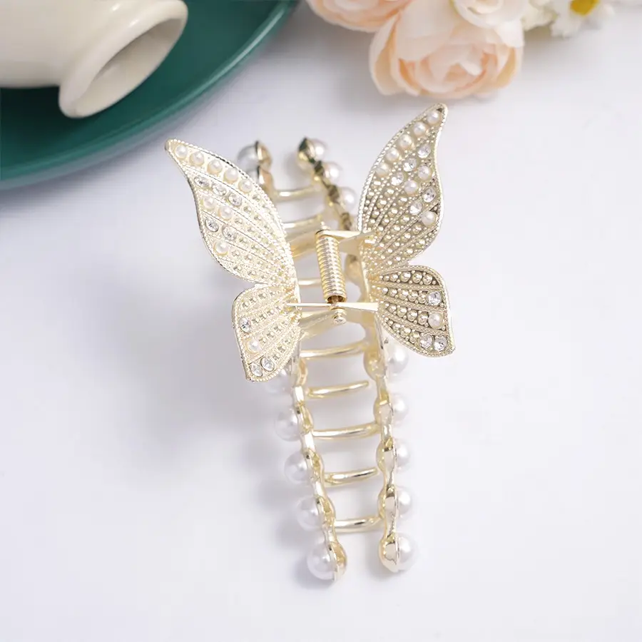 Pearl Rhinestone Butterfly Hairpin Clip Wholesale