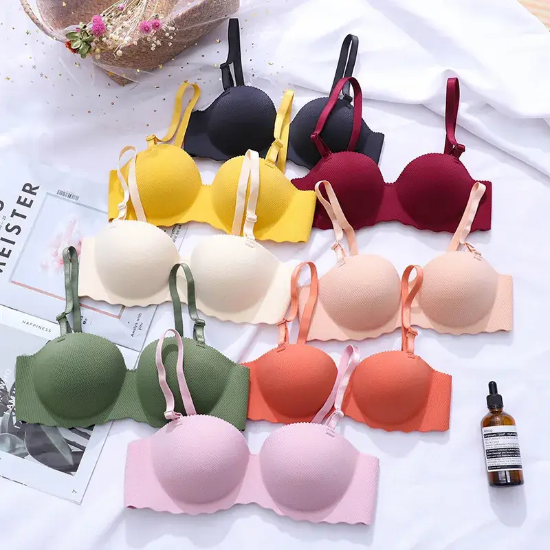Cross-border French Bra Candy Underwear Women's Japanese Style Sexy Traceless Thickened Gathered Shoulder Strap Invisible Bra