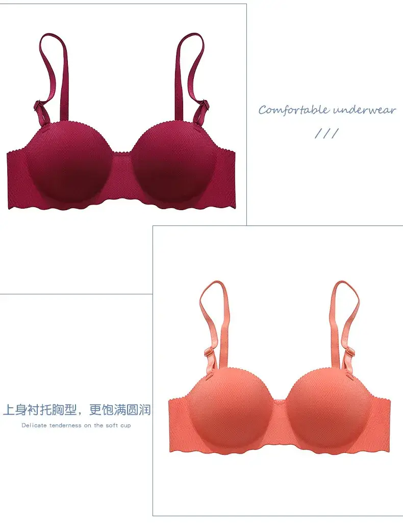 Cross-border French Bra Candy Underwear Women's Japanese Style Sexy Traceless Thickened Gathered Shoulder Strap Invisible Bra — feature 8