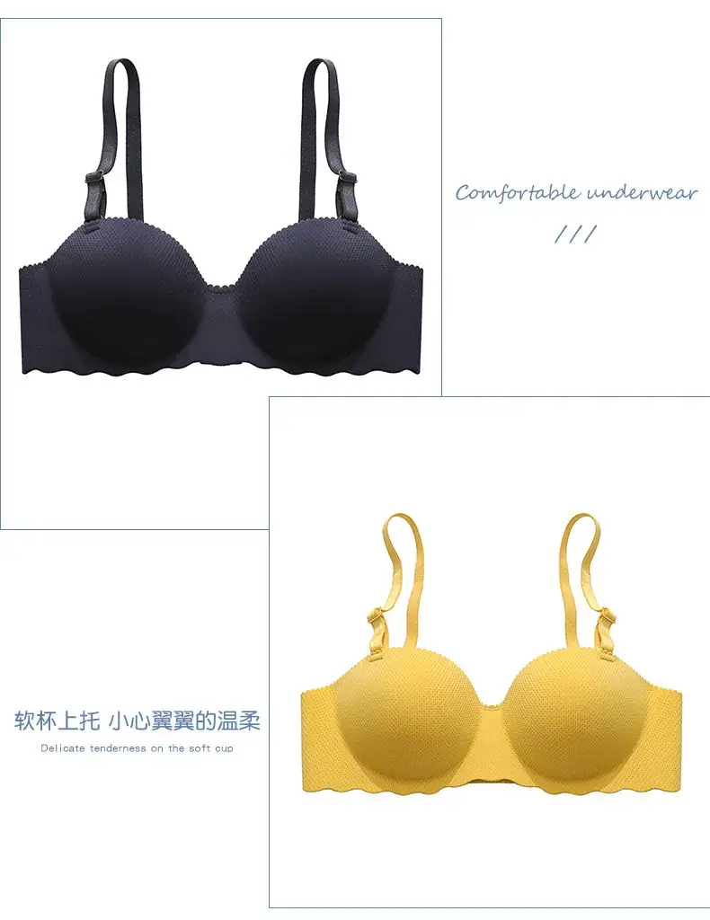 Cross-border French Bra Candy Underwear Women's Japanese Style Sexy Traceless Thickened Gathered Shoulder Strap Invisible Bra — feature 9