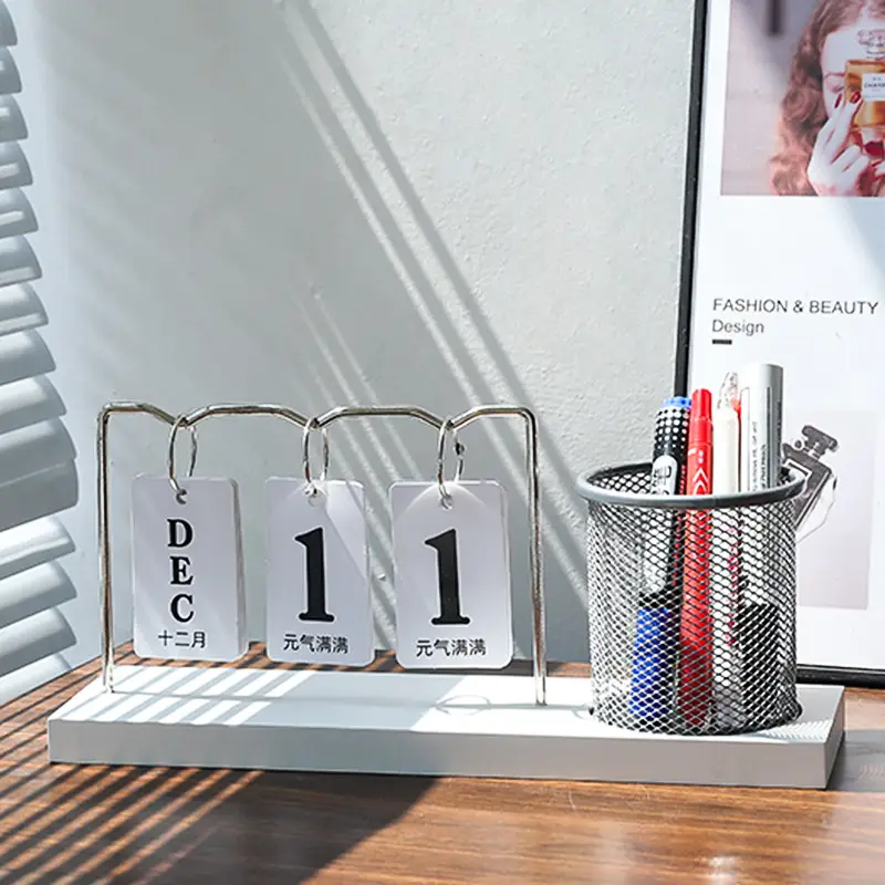 Simple Light Luxury Pen Holder Storage Calendar Ornaments Desktop Dining Table Time Desk Calendar Brand Kindergarten Date Shooting Props
