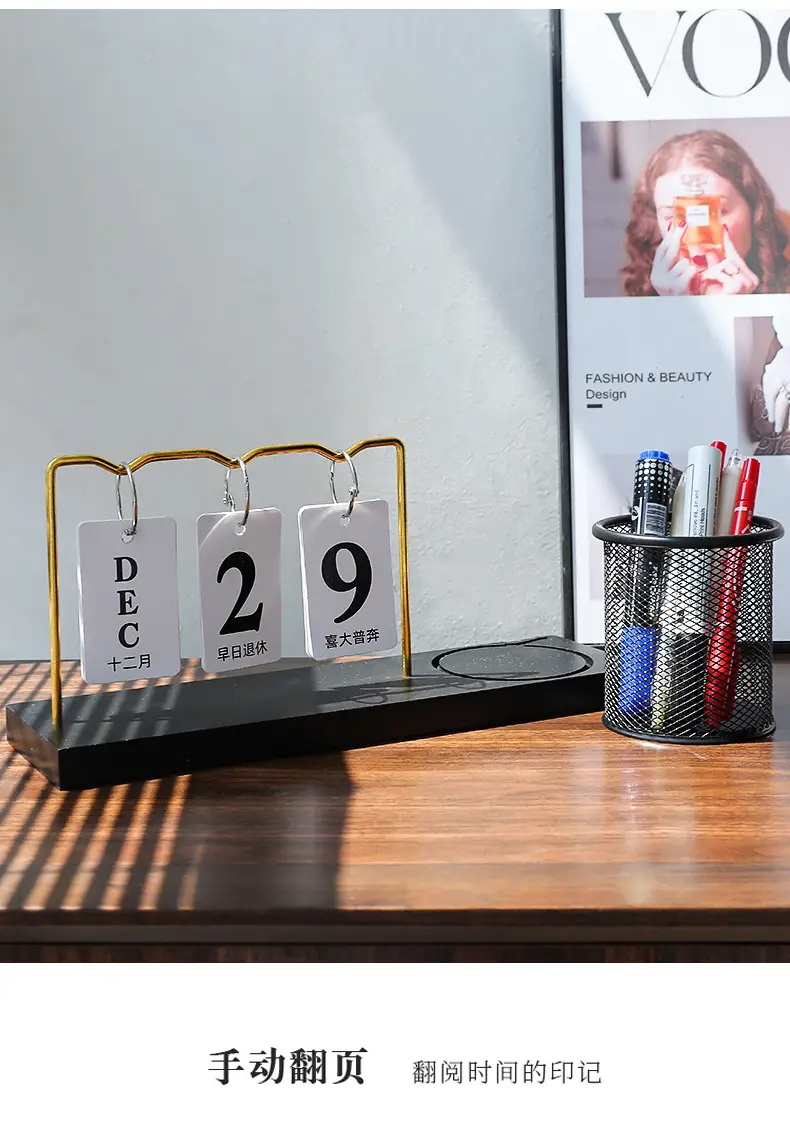 Simple Light Luxury Pen Holder Storage Calendar Ornaments Desktop Dining Table Time Desk Calendar Brand Kindergarten Date Shooting Props — feature 5