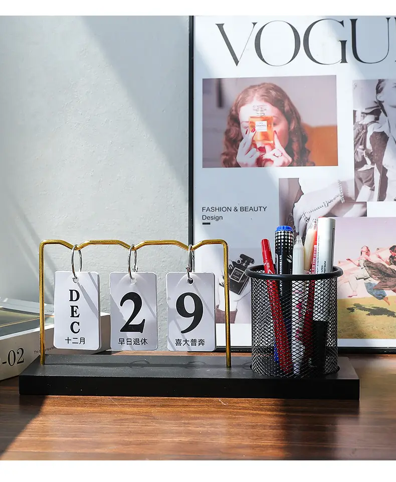 Simple Light Luxury Pen Holder Storage Calendar Ornaments Desktop Dining Table Time Desk Calendar Brand Kindergarten Date Shooting Props — feature 7