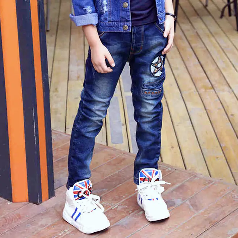 Children's Jeans, Boys' Pants, Spring and Autumn Children's Clothing, Front and Back Real Pockets, Medium and Large Children's Washed Trousers Manufacturer Wholesale
