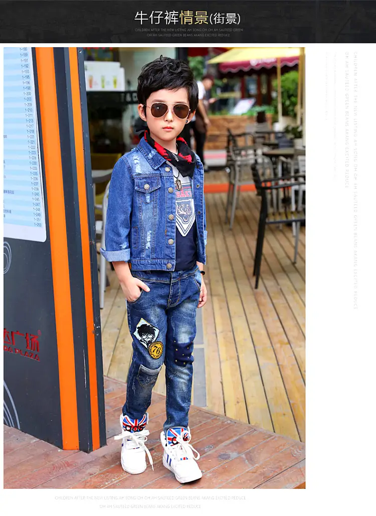 Children's Jeans, Boys' Pants, Spring and Autumn Children's Clothing, Front and Back Real Pockets, Medium and Large Children's Washed Trousers Manufacturer Wholesale — feature 1