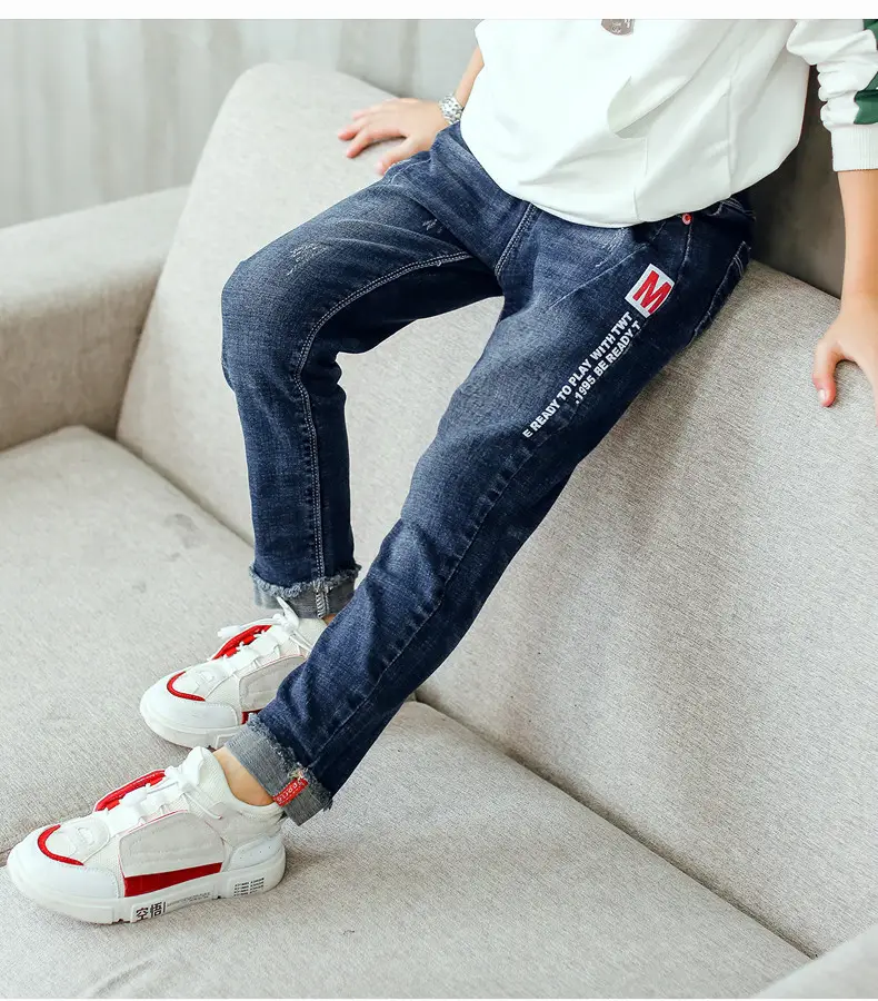 Children's Jeans, Boys' Pants, Spring and Autumn Children's Clothing, Front and Back Real Pockets, Medium and Large Children's Washed Trousers Manufacturer Wholesale — feature 10