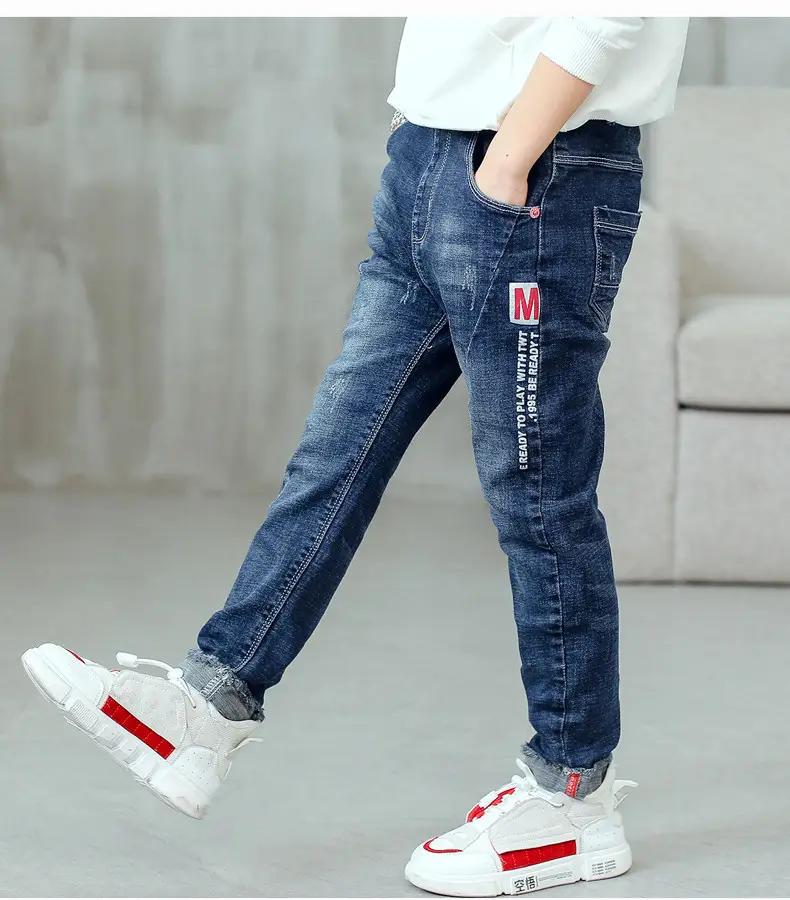 Children's Jeans, Boys' Pants, Spring and Autumn Children's Clothing, Front and Back Real Pockets, Medium and Large Children's Washed Trousers Manufacturer Wholesale — feature 13