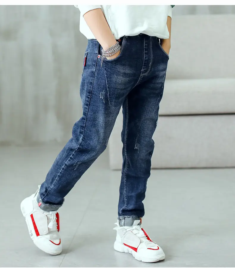 Children's Jeans, Boys' Pants, Spring and Autumn Children's Clothing, Front and Back Real Pockets, Medium and Large Children's Washed Trousers Manufacturer Wholesale — feature 14