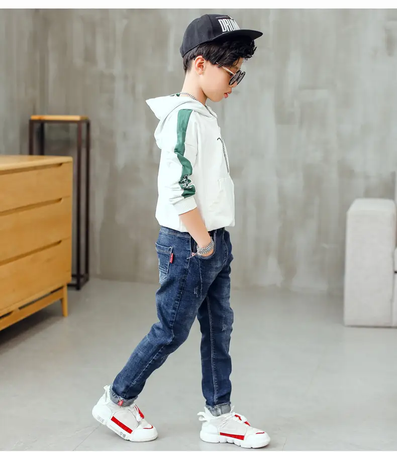 Children's Jeans, Boys' Pants, Spring and Autumn Children's Clothing, Front and Back Real Pockets, Medium and Large Children's Washed Trousers Manufacturer Wholesale — feature 15